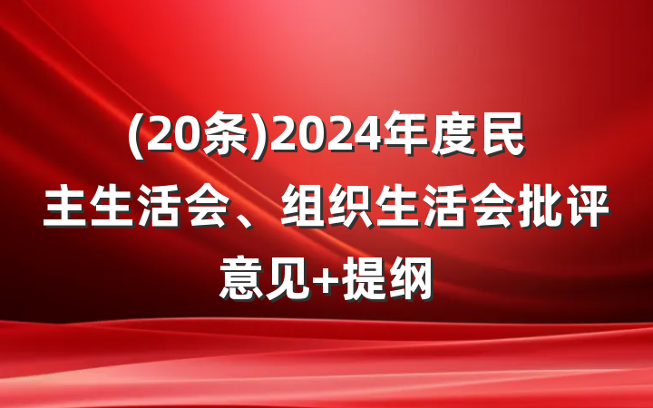 (20条)2024年度民主生活会、组织生活会批评意见 提纲