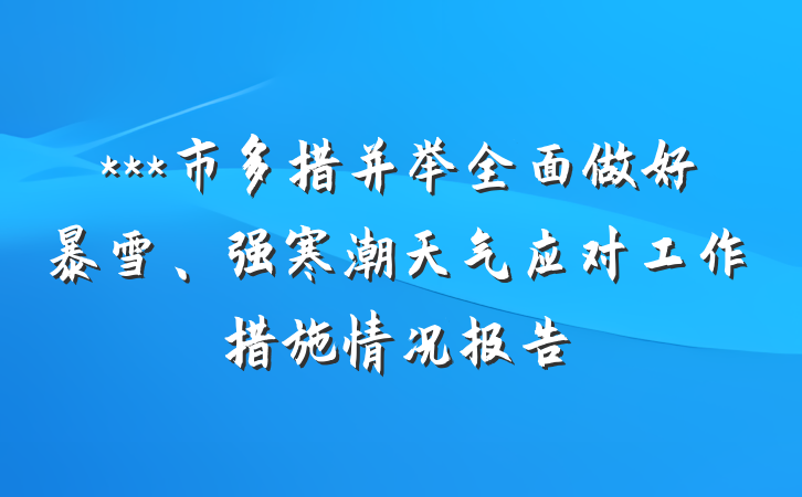 ***市多措并举全面做好暴雪、强寒潮天气应对工作措施情况报告