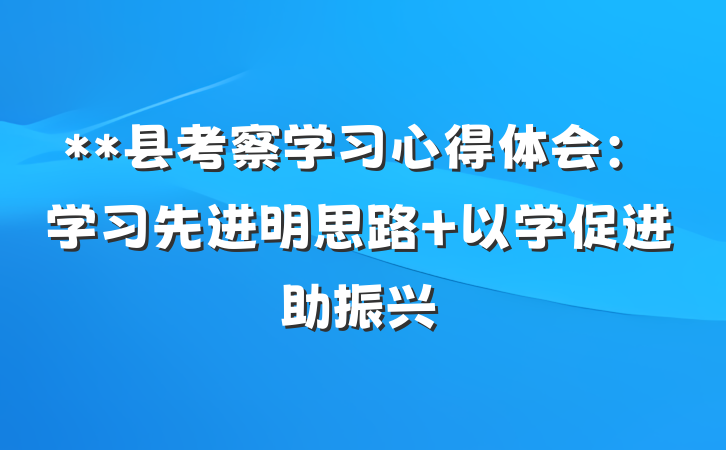 **县考察学习心得体会：学习先进明思路 以学促进助振兴