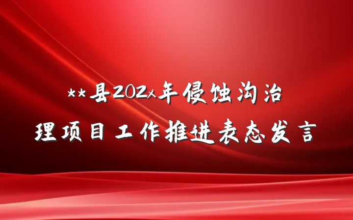**县202x年侵蚀沟治理项目工作推进表态发言