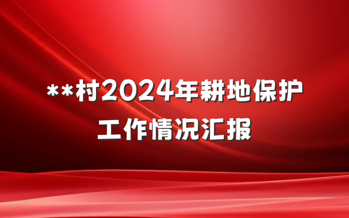**村2024年耕地保护工作情况汇报