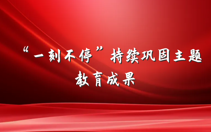 “一刻不停”持续巩固主题教育成果