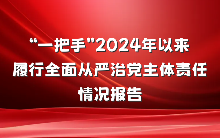 “一把手”2024年以来履行全面从严治党主体责任情况报告