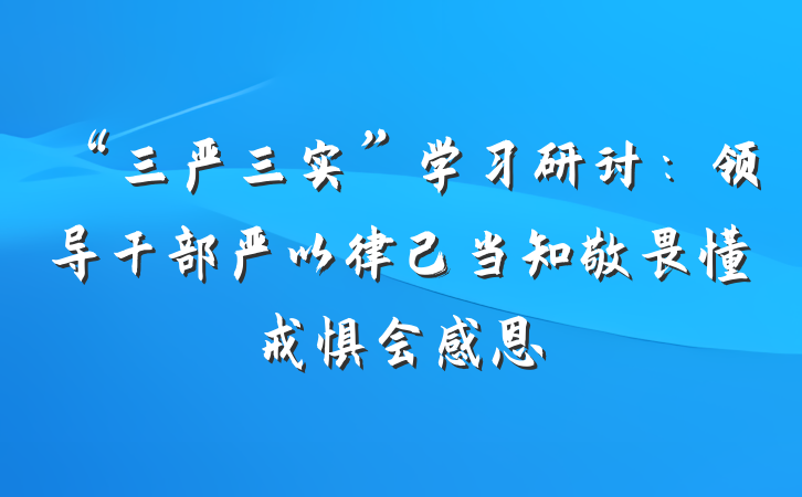 “三严三实”学习研讨：领导干部严以律己当知敬畏懂戒惧会感恩