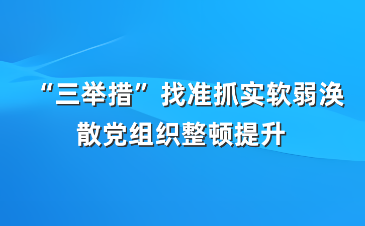 “三举措”找准抓实软弱涣散党组织整顿提升
