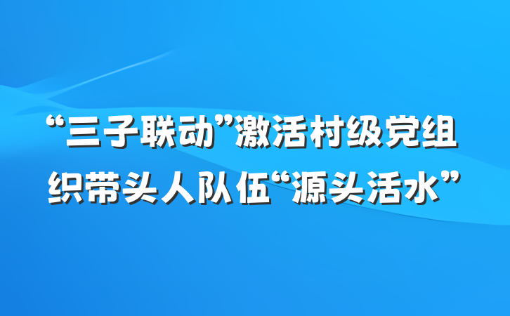 “三子联动”激活村级党组织带头人队伍“源头活水”