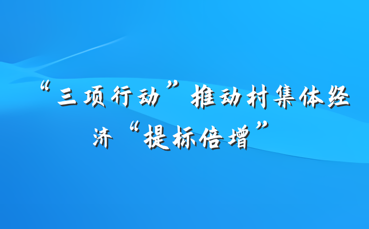 “三项行动”推动村集体经济“提标倍增”
