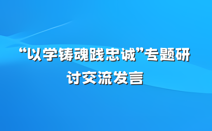 “以学铸魂践忠诚”专题研讨交流发言