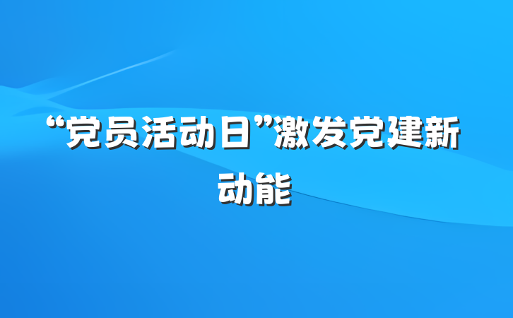 “党员活动日”激发党建新动能
