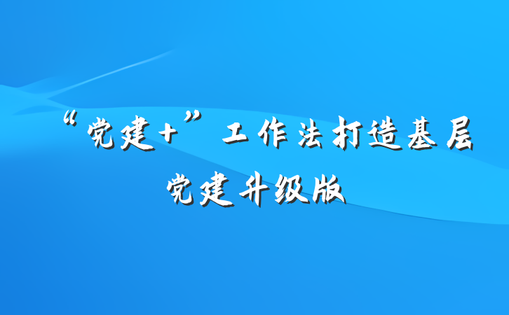 “党建+”工作法打造基层党建升级版
