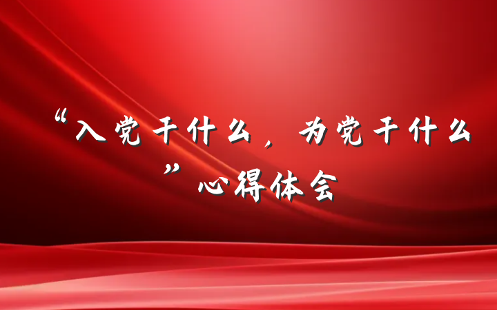“入党干什么，为党干什么”心得体会