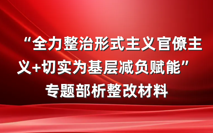 “全力整治形式主义官僚主义 切实为基层减负赋能”专题部析整改材料