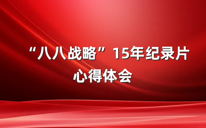 “八八战略”15年纪录片心得体会