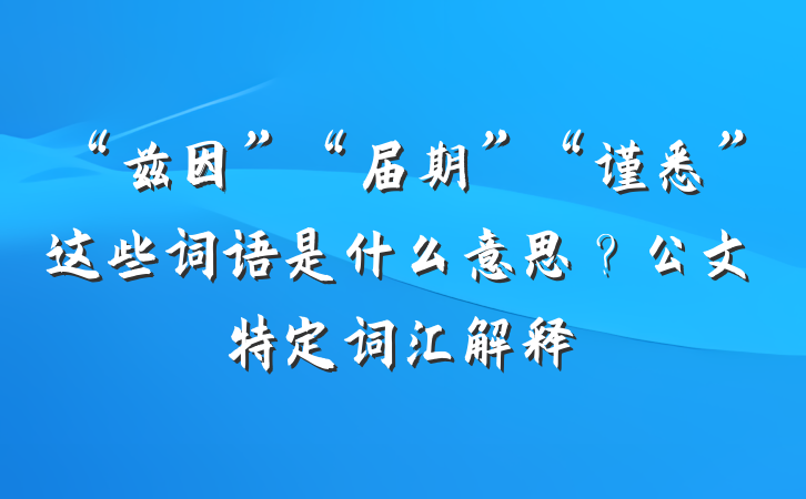 “兹因”“届期”“谨悉”这些词语是什么意思？公文特定词汇解释