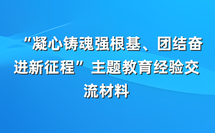 “凝心铸魂强根基、团结奋进新征程”主题教育经验交流材料