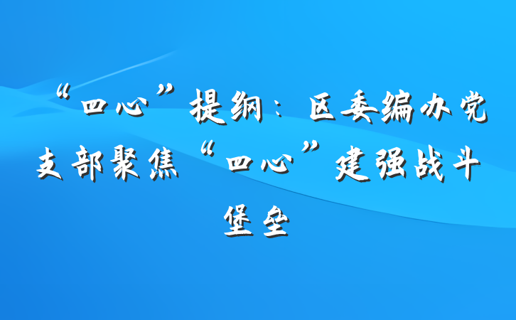 “四心”提纲：区委编办党支部聚焦“四心”建强战斗堡垒