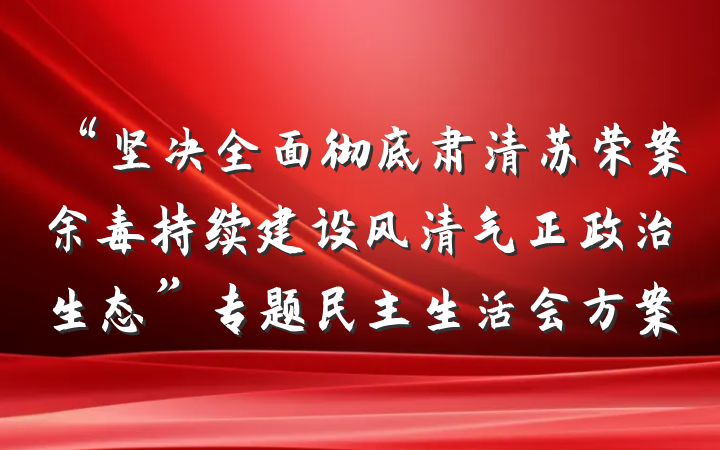 “坚决全面彻底肃清苏荣案余毒持续建设风清气正政治生态”专题民主生活会方案