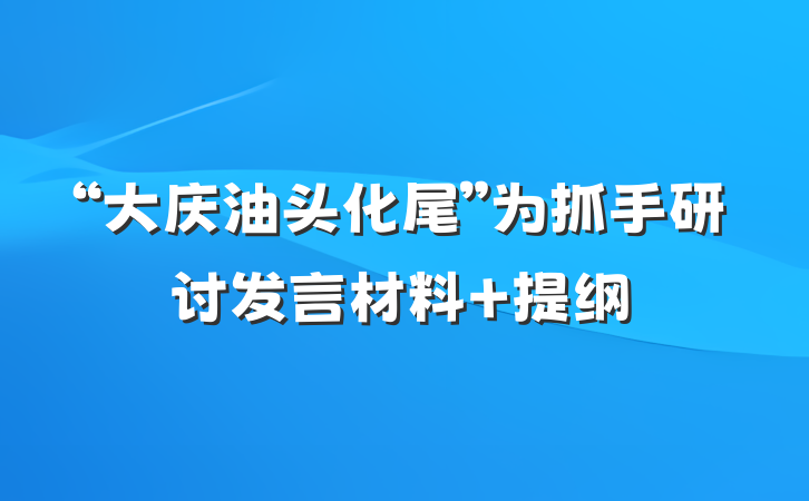 “大庆油头化尾”为抓手研讨发言材料 提纲