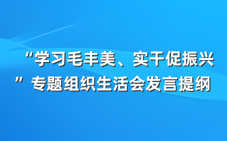 “学习毛丰美、实干促振兴”专题组织生活会发言提纲