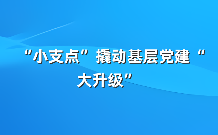 “小支点”撬动基层党建“大升级”