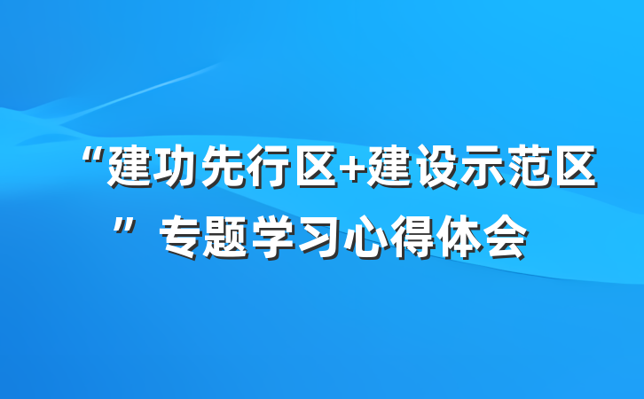 “建功先行区 建设示范区”专题学习心得体会