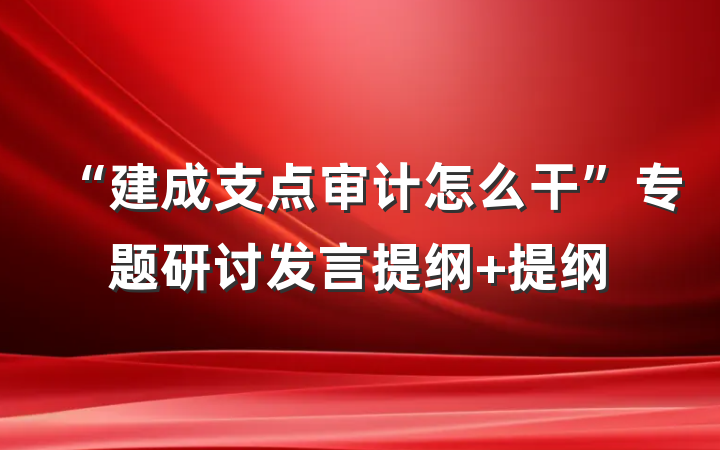 “建成支点审计怎么干”专题研讨发言提纲 提纲