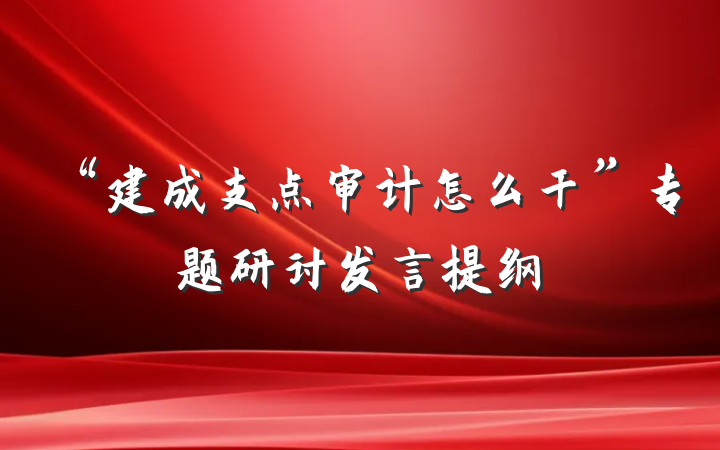 “建成支点审计怎么干”专题研讨发言提纲