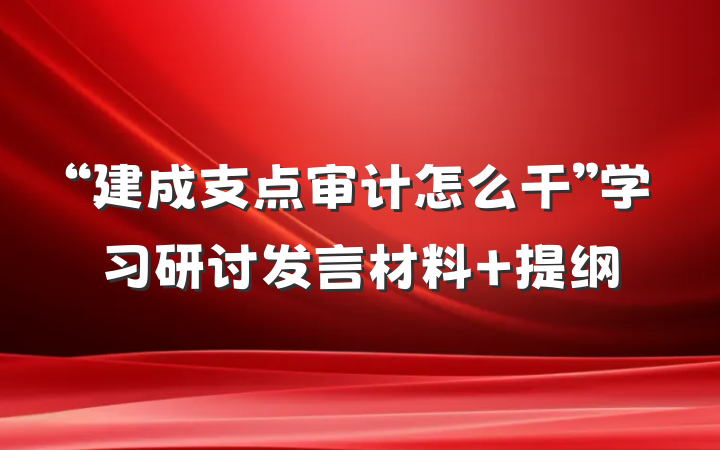 “建成支点审计怎么干”学习研讨发言材料 提纲