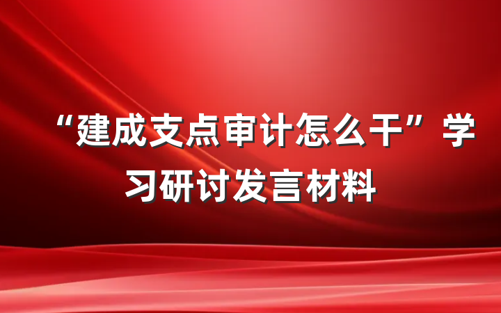 “建成支点审计怎么干”学习研讨发言材料