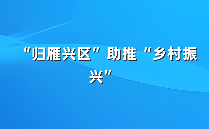 “归雁兴区”助推“乡村振兴”