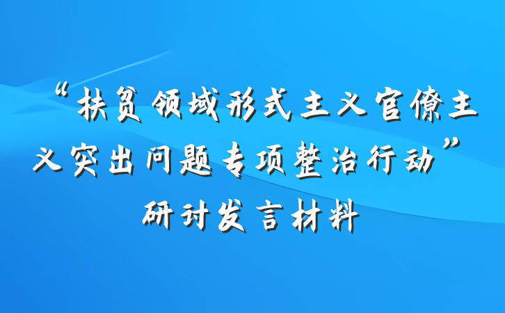 “扶贫领域形式主义官僚主义突出问题专项整治行动”研讨发言材料