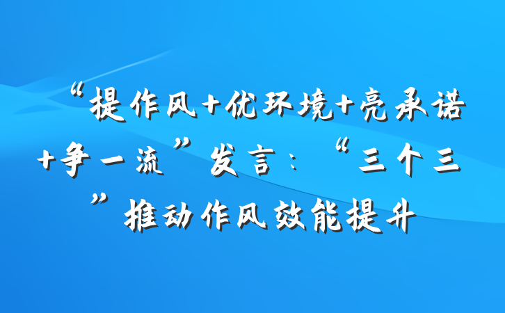 “提作风 优环境 亮承诺 争一流”发言：“三个三”推动作风效能提升