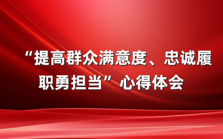 “提高群众满意度、忠诚履职勇担当”心得体会