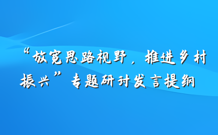 “放宽思路视野，推进乡村振兴”专题研讨发言提纲