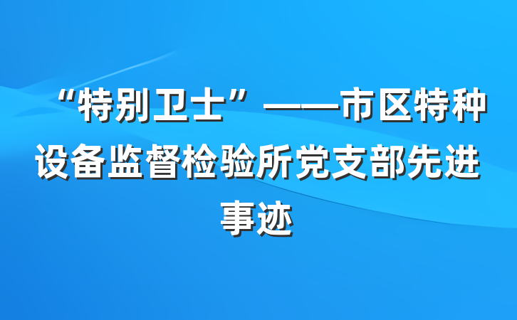 “特别卫士”——市区特种设备监督检验所党支部先进事迹