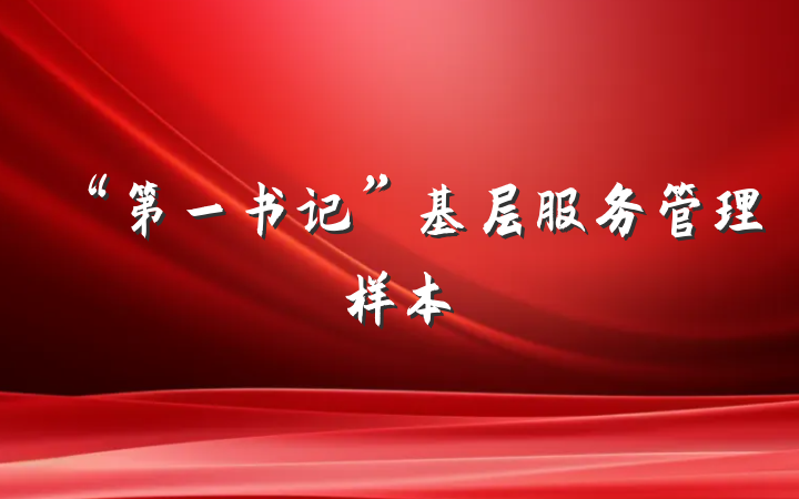 “第一书记”基层服务管理样本