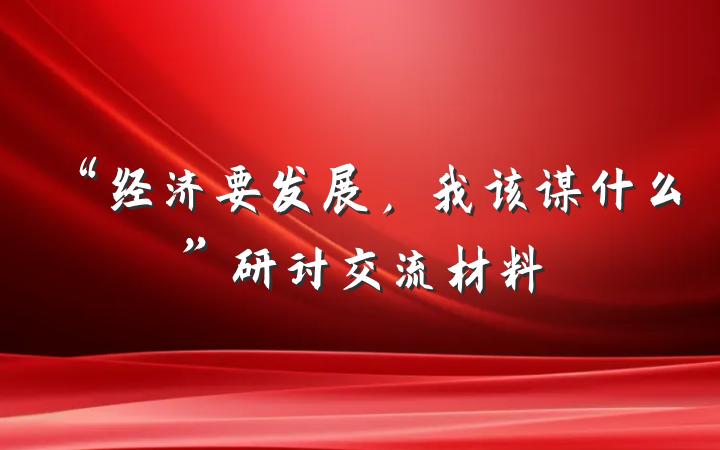“经济要发展，我该谋什么”研讨交流材料