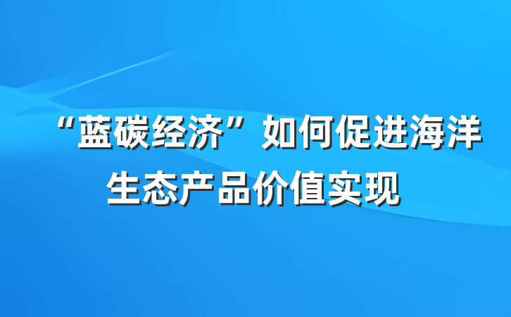 “蓝碳经济”如何促进海洋生态产品价值实现