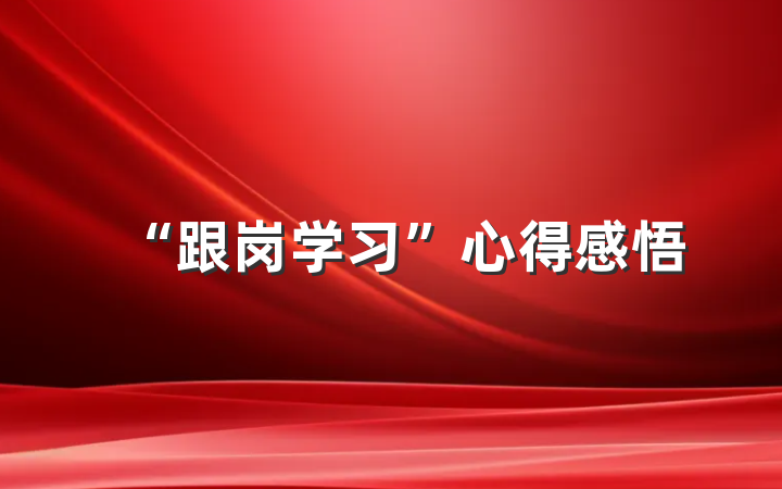 “跟岗学习”心得感悟
