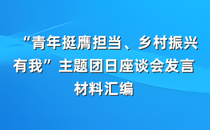 “青年挺膺担当、乡村振兴有我”主题团日座谈会发言材料汇编