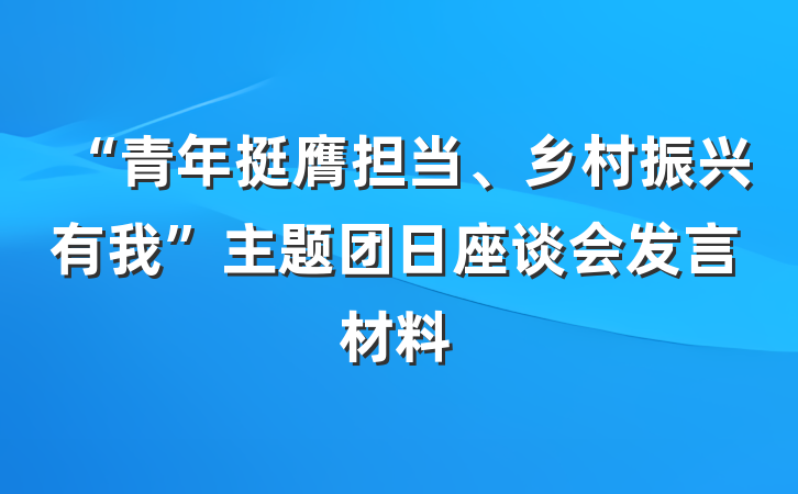 “青年挺膺担当、乡村振兴有我”主题团日座谈会发言材料