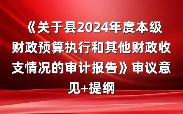 《关于县2024年度本级财政预算执行和其他财政收支情况的审计报告》审议意见 提纲