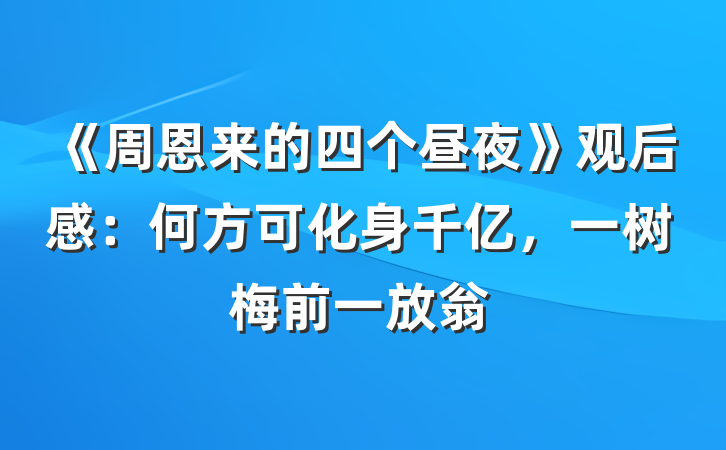 《周恩来的四个昼夜》观后感：何方可化身千亿，一树梅前一放翁