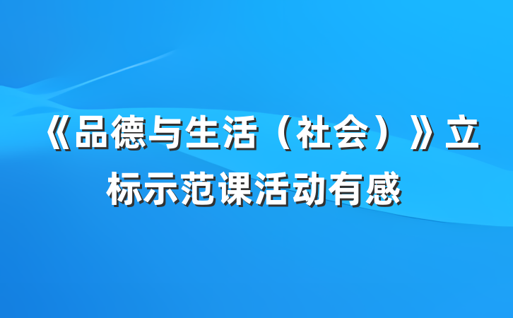 《品德与生活（社会）》立标示范课活动有感