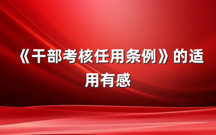 《干部考核任用条例》的适用有感