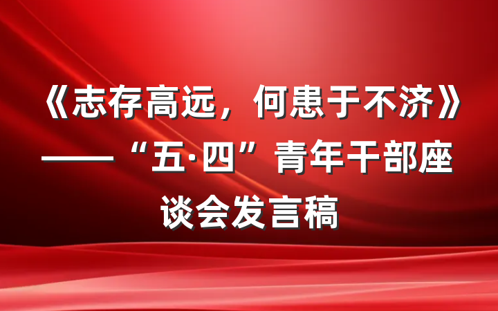 《志存高远，何患于不济》——“五·四”青年干部座谈会发言稿