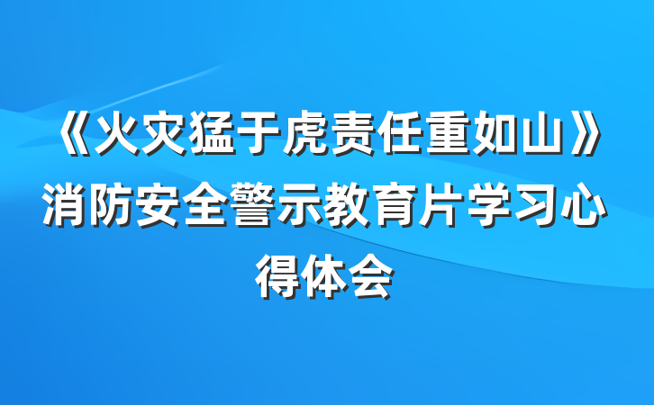 《火灾猛于虎责任重如山》消防安全警示教育片学习心得体会