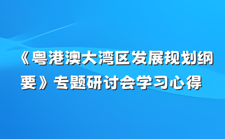 《粤港澳大湾区发展规划纲要》专题研讨会学习心得
