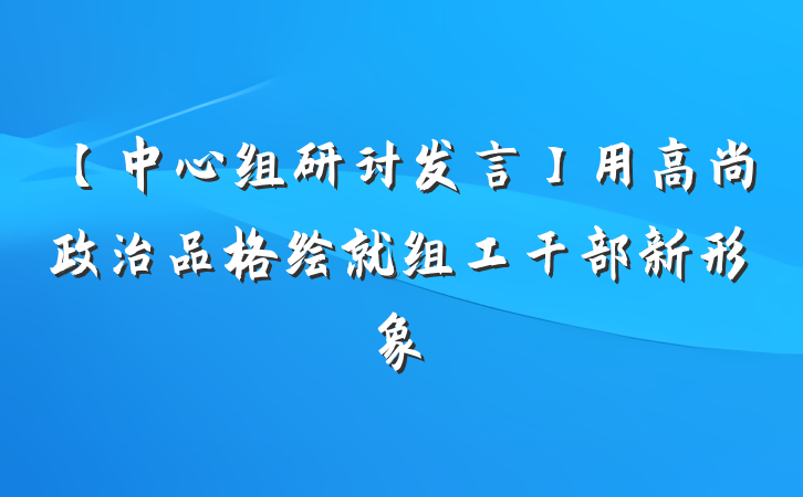 【中心组研讨发言】用高尚政治品格绘就组工干部新形象