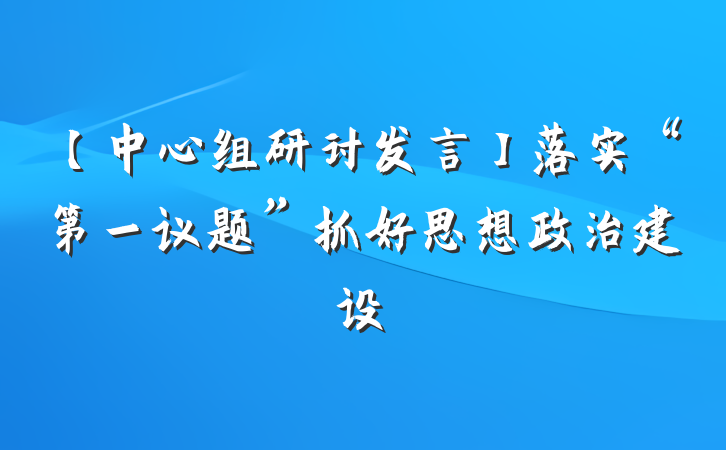 【中心组研讨发言】落实“第一议题”抓好思想政治建设